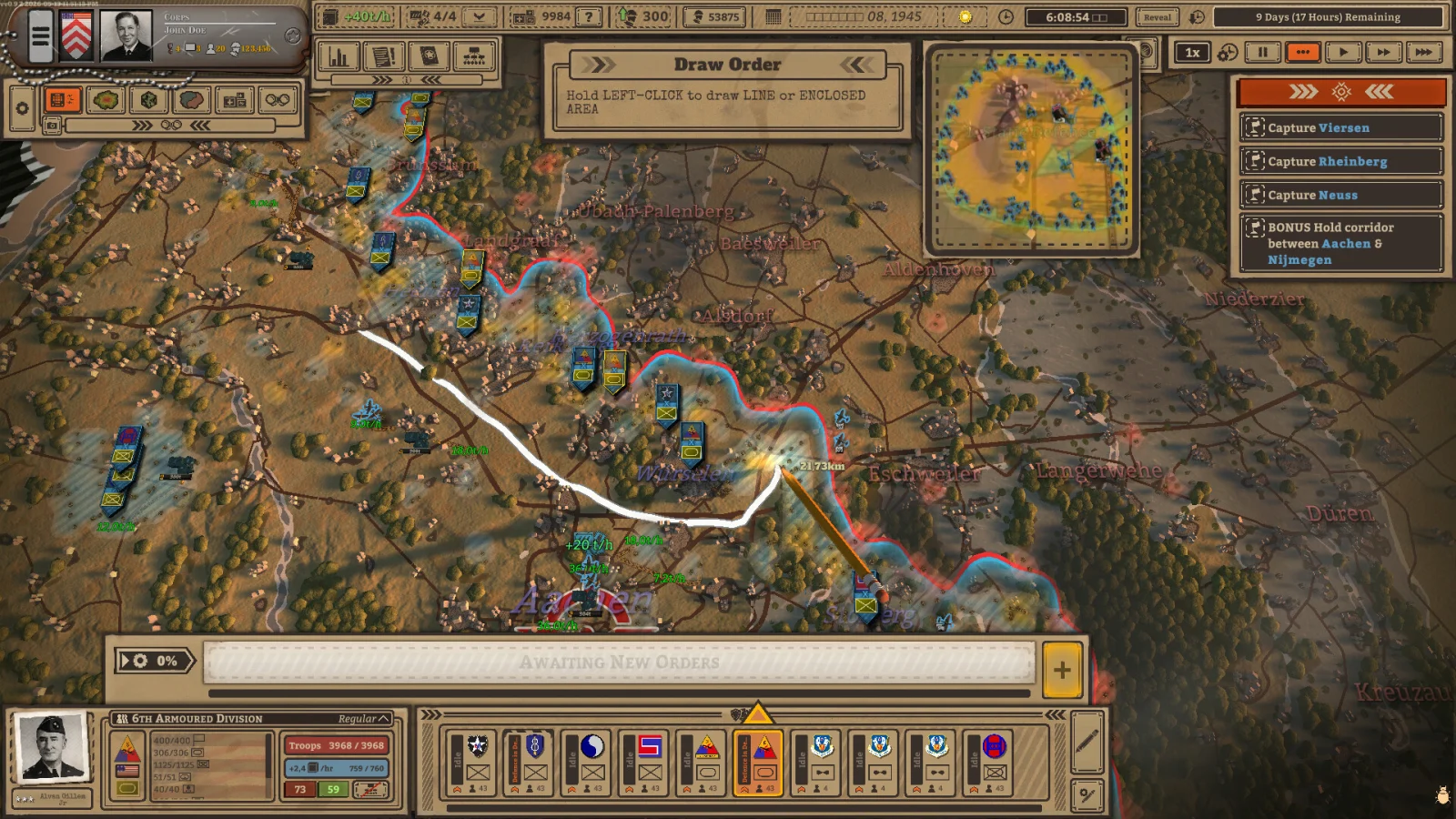 Battleplan operational map with unit counters and drawn movement orders